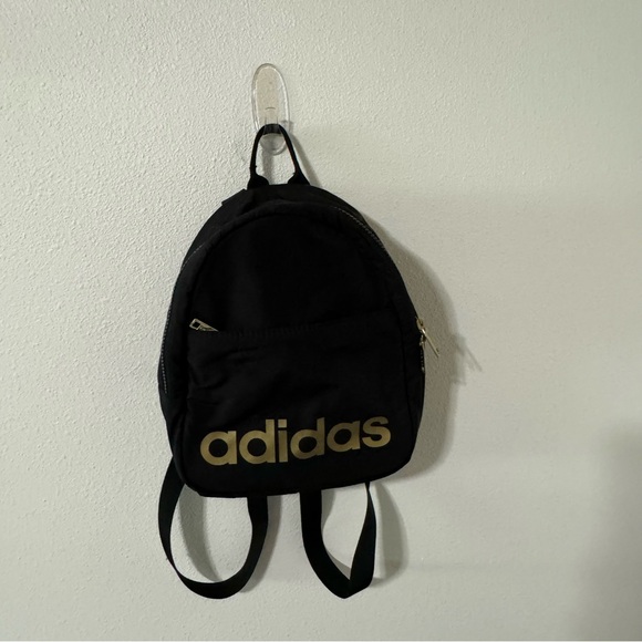 Adidas Mini Backpack Black Gold-8x10.5”x4” - Picture 2 of 10